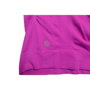 Athleta Magenta Pink Seamless Compression Ruched‎ Short Sleeve Ventilated Top L